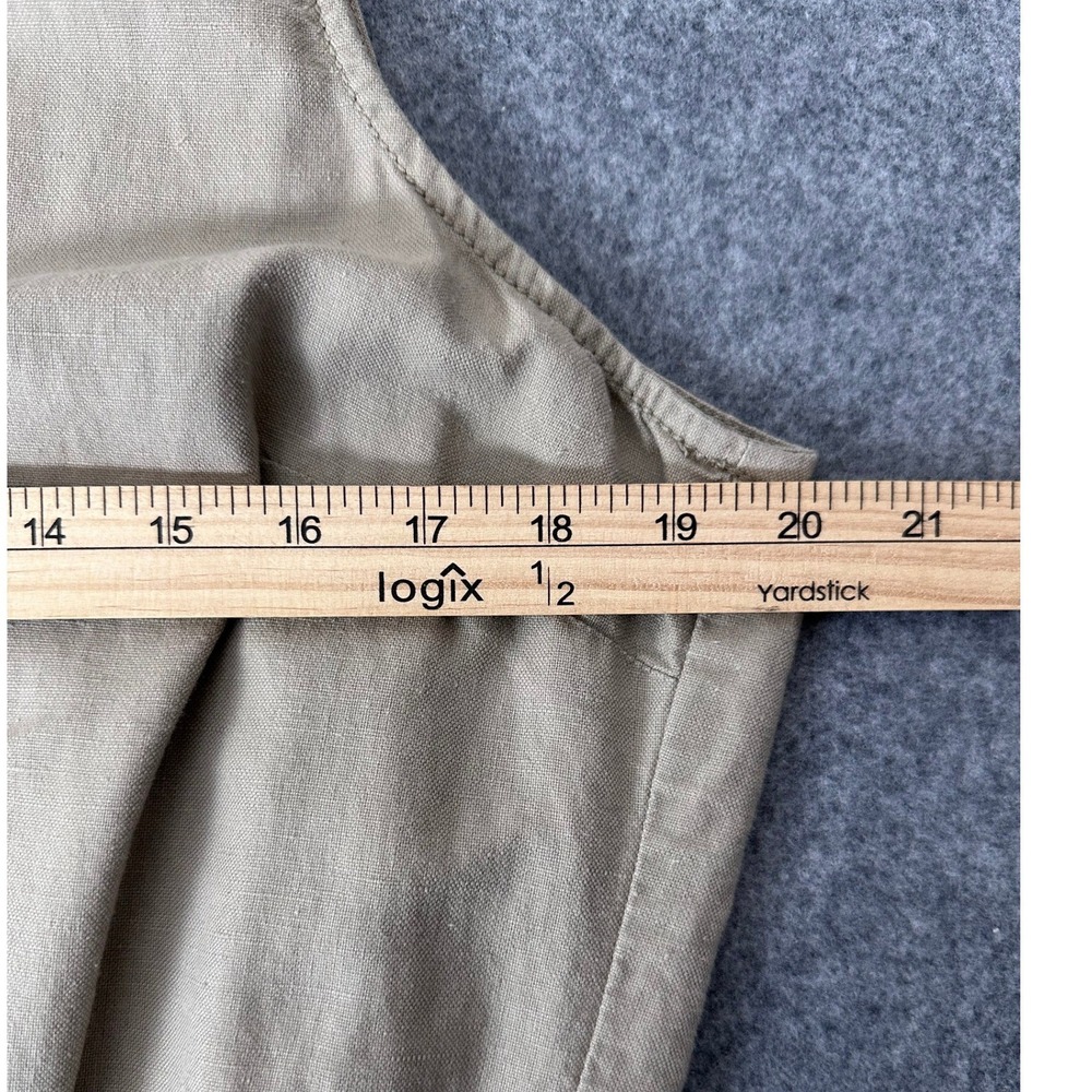 Eastern Mountain Sports Dress Large Tan Linen Blend Sleeveless Safari Minimalist - Picture 3 of 7